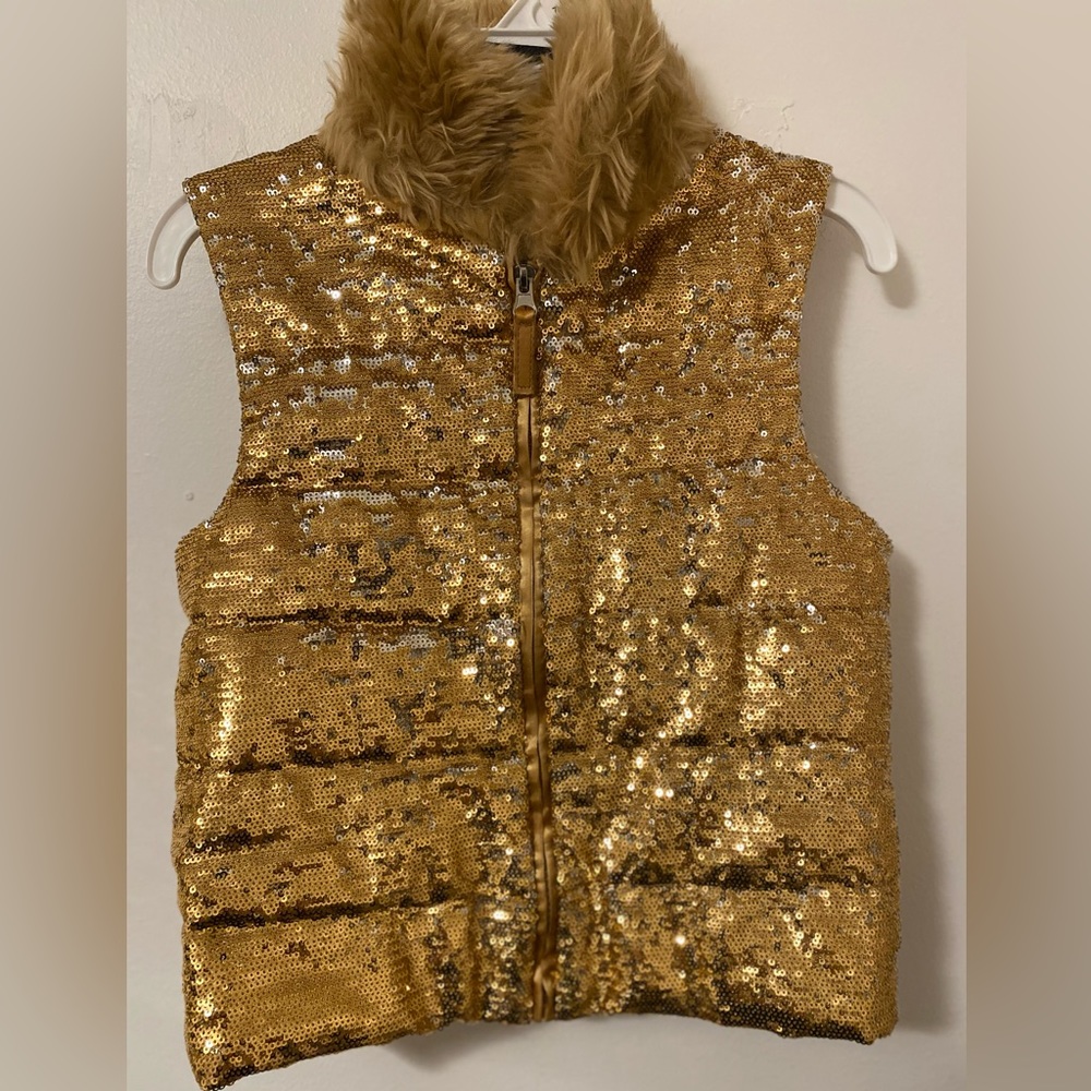 Girl Size 10 Gold Glitter Vest